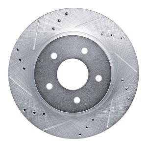 Nissan Rogue Brake Rotor (1) - Rear Left - R1 Concepts - Drilled & Slotted - Silver - `17-`25